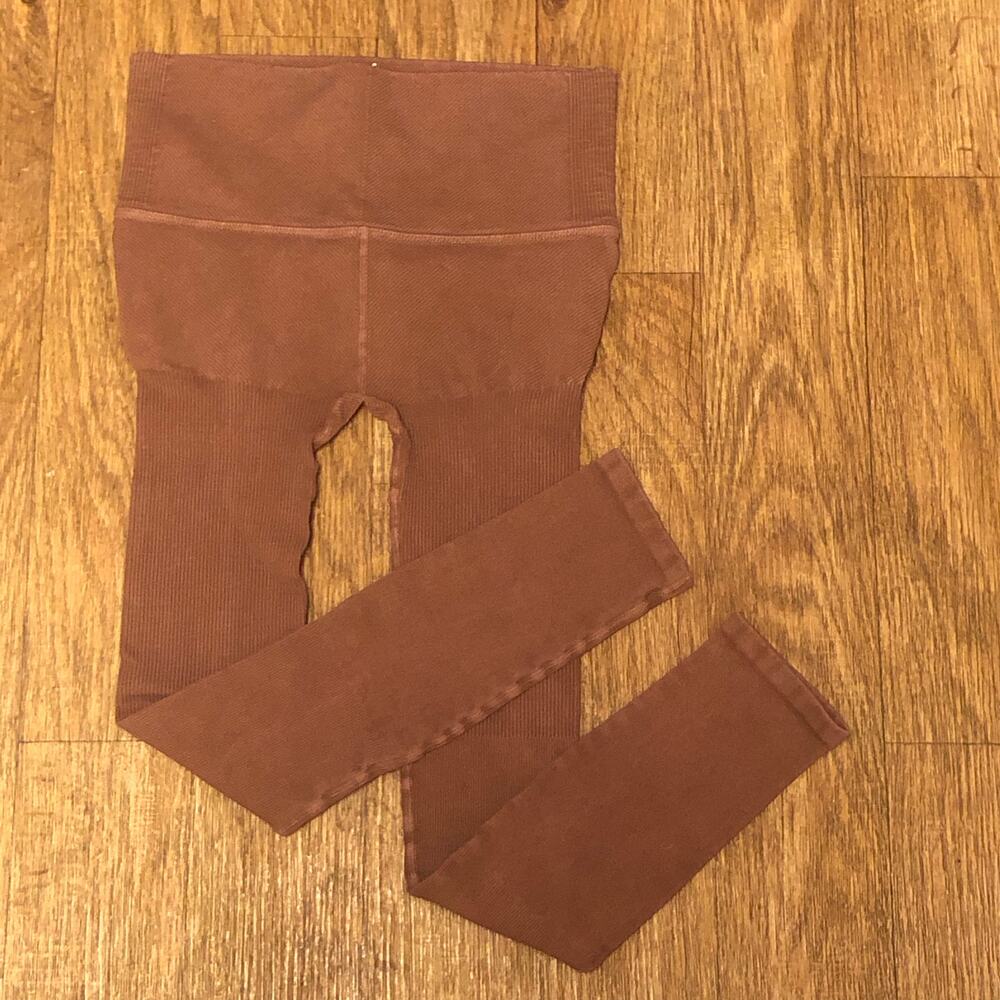 NWOT FP Movement by Free People Brown High Rise Compression Ribbed Leggings M/L